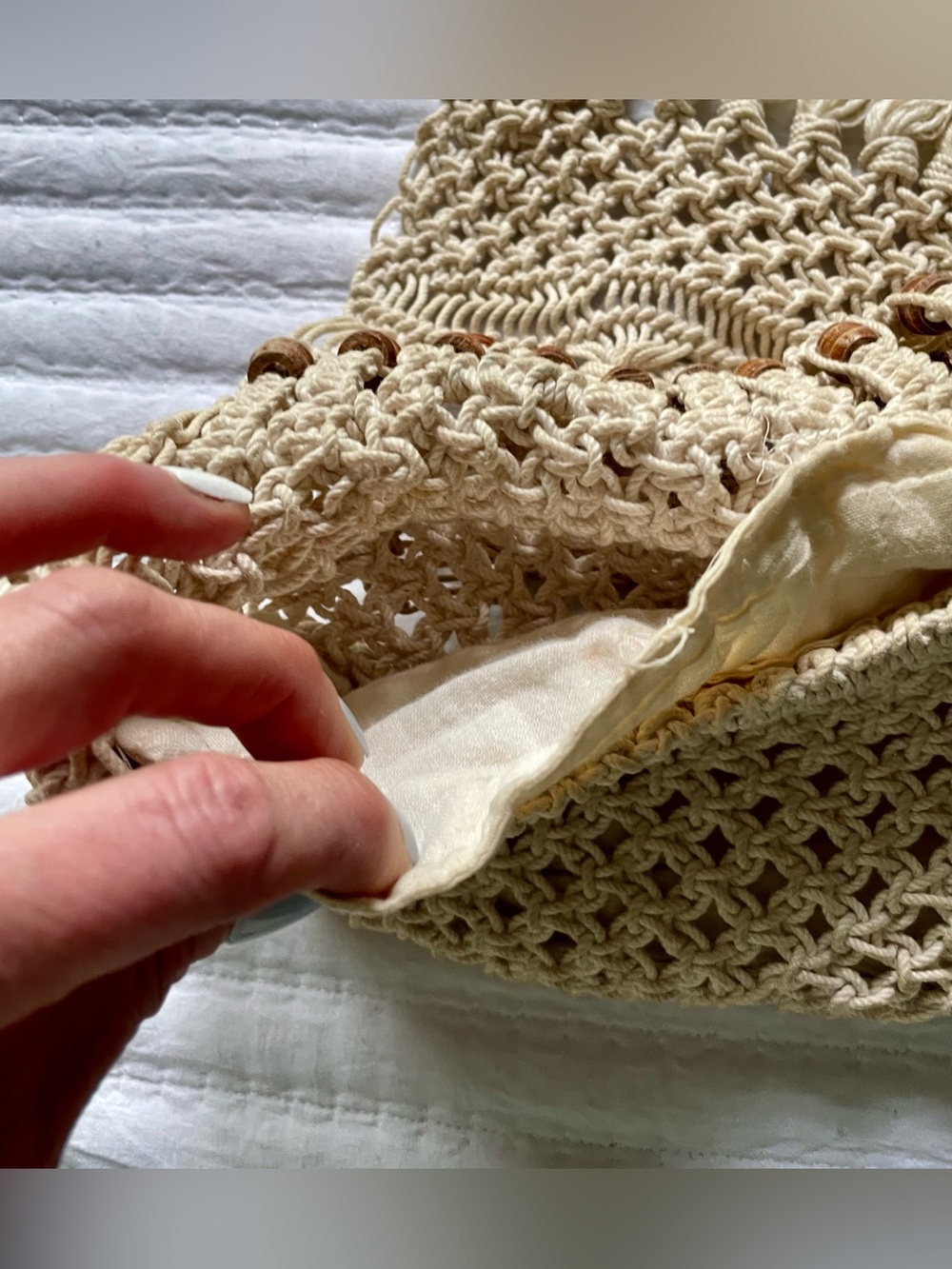 Vintage Handmade Macramé Fringe Bag - Picture 8 of 11